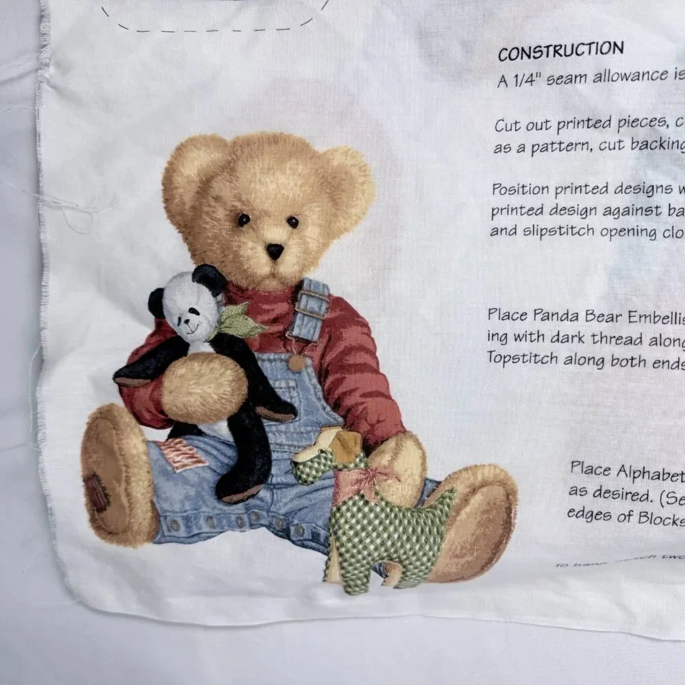 Quilt Vintage Daisy Kingdom Blue Jean Teddy Nursery Wall Hanging Baby Toys Panel